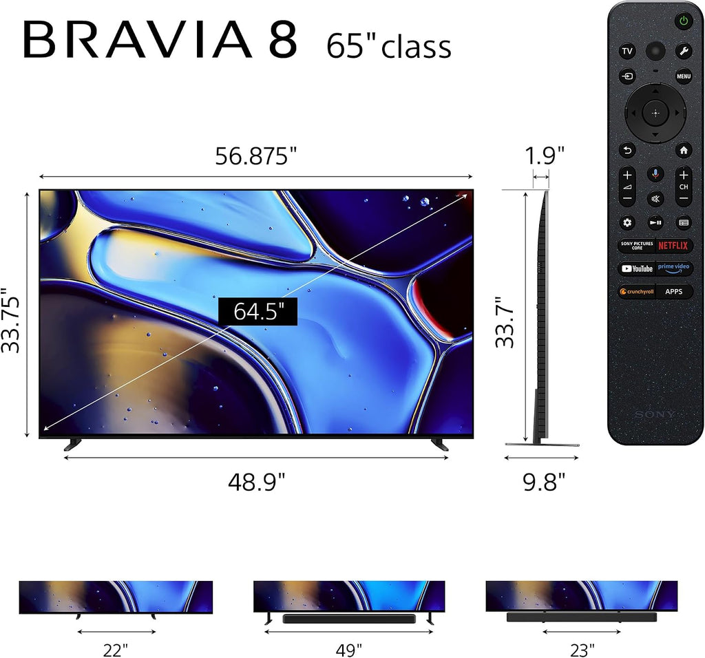 Sony K65XR80 65 Inch IMAX Enhanced Bravia OLED 4K HDR Google TV with 4 Year Amber Protection Plan (2024)