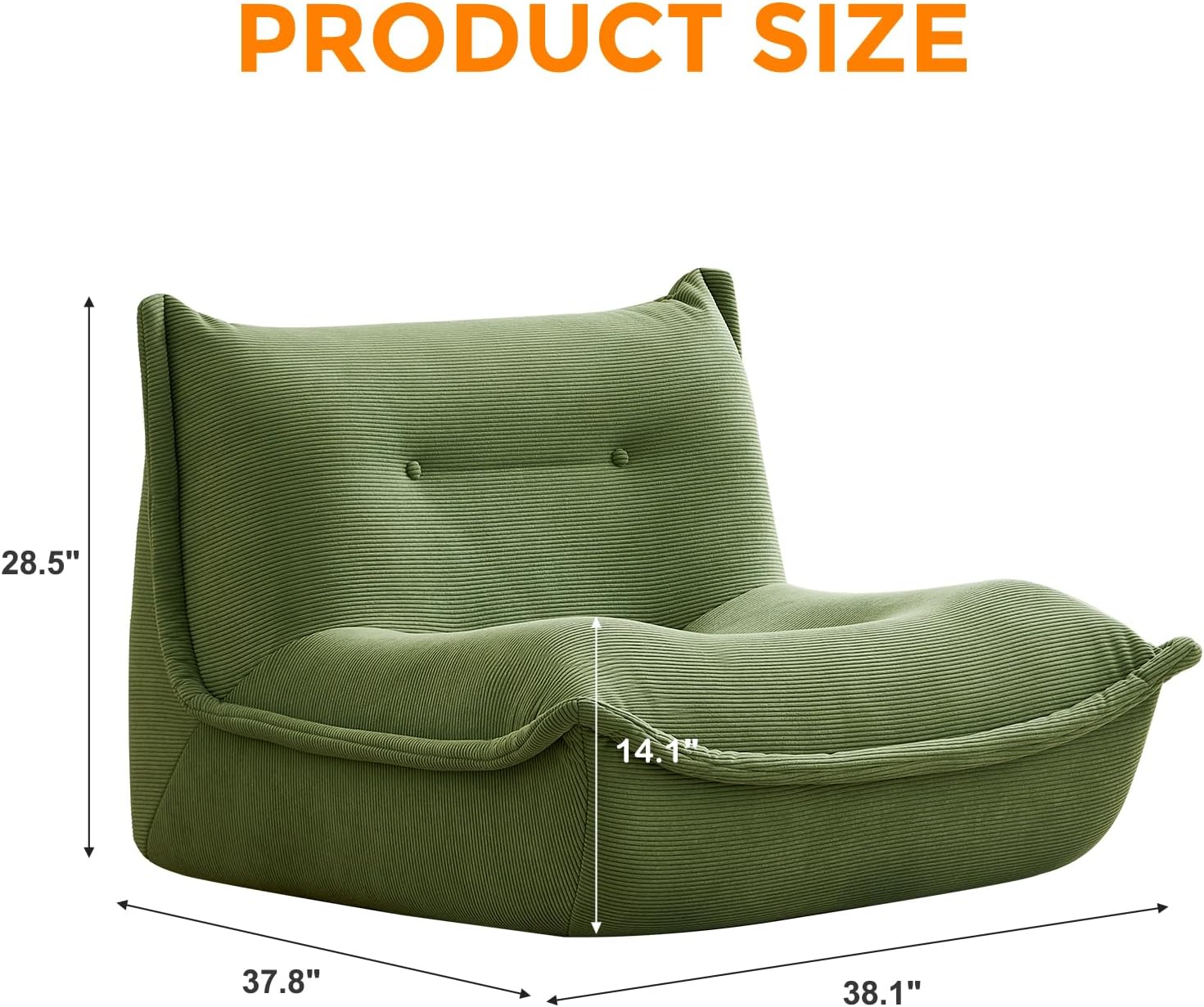 Bean Bag Chairs for Adults Giant BeanBag Chair Sofa Memory Foam Bean Bag Chair Couch with Ergonomic Design for Adults and Kids Home Living Room Bedroom Office Home Gaming Salon(Dark Green)