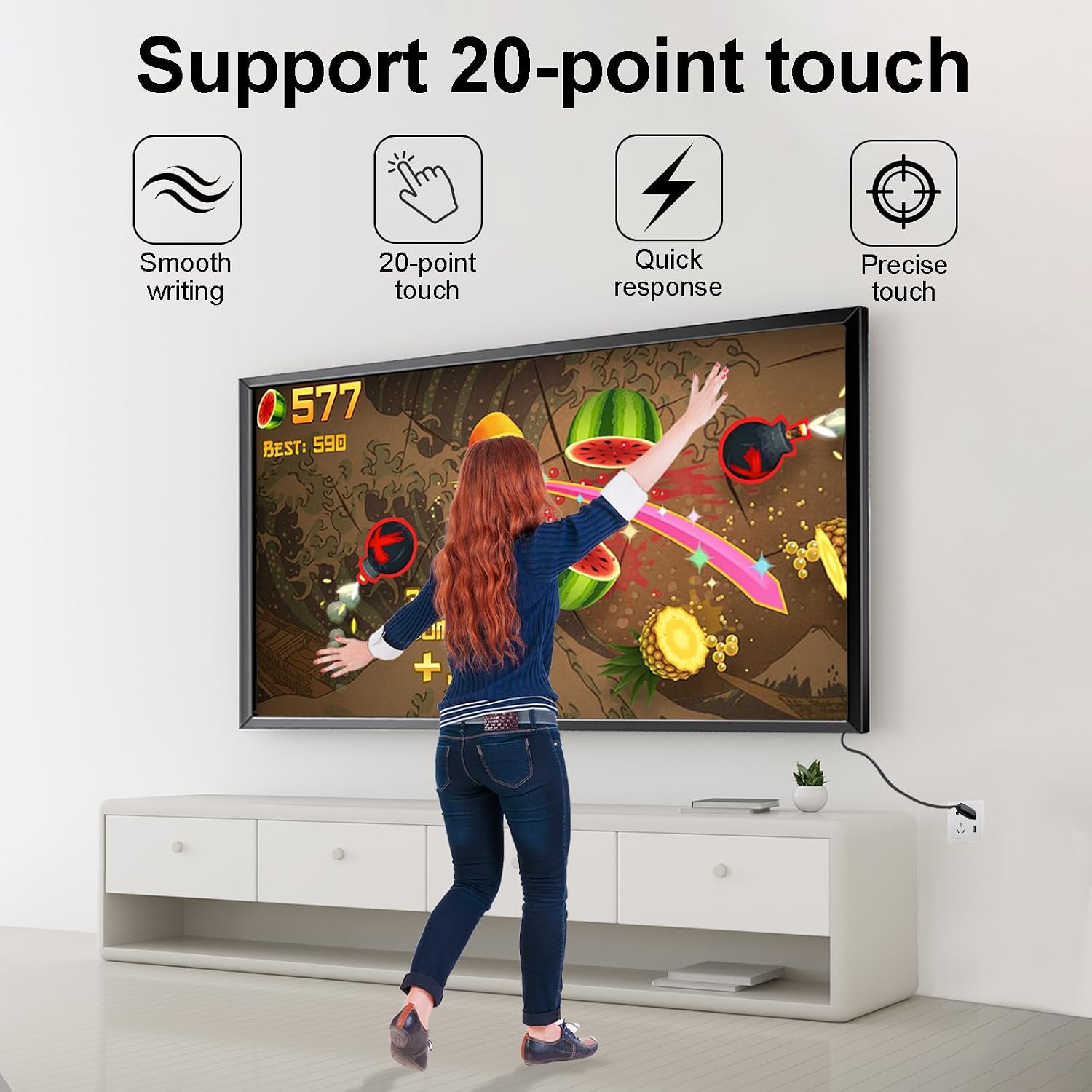 24-Inch Infrared Touch Frame - Driver-Free Plug & Play Touch Screen Panel, Anti-Glare & High Sensitivity, Compatible with Touch Screen TVs, Smart Boards, Industrial Monitors