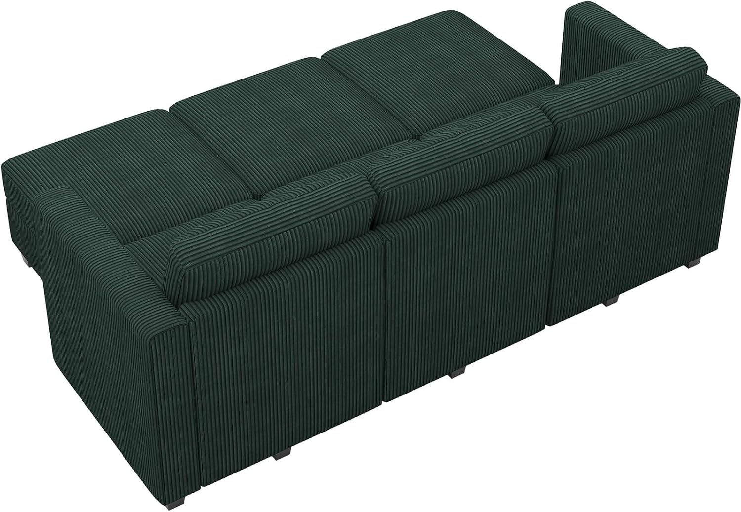 Belffin Corduroy Sectional Sleeper Sofa with Storage Ottoman, Modular Luxury Sectional Sofa with Chaise, Convertible Modern Sectional for Living Room, Green
