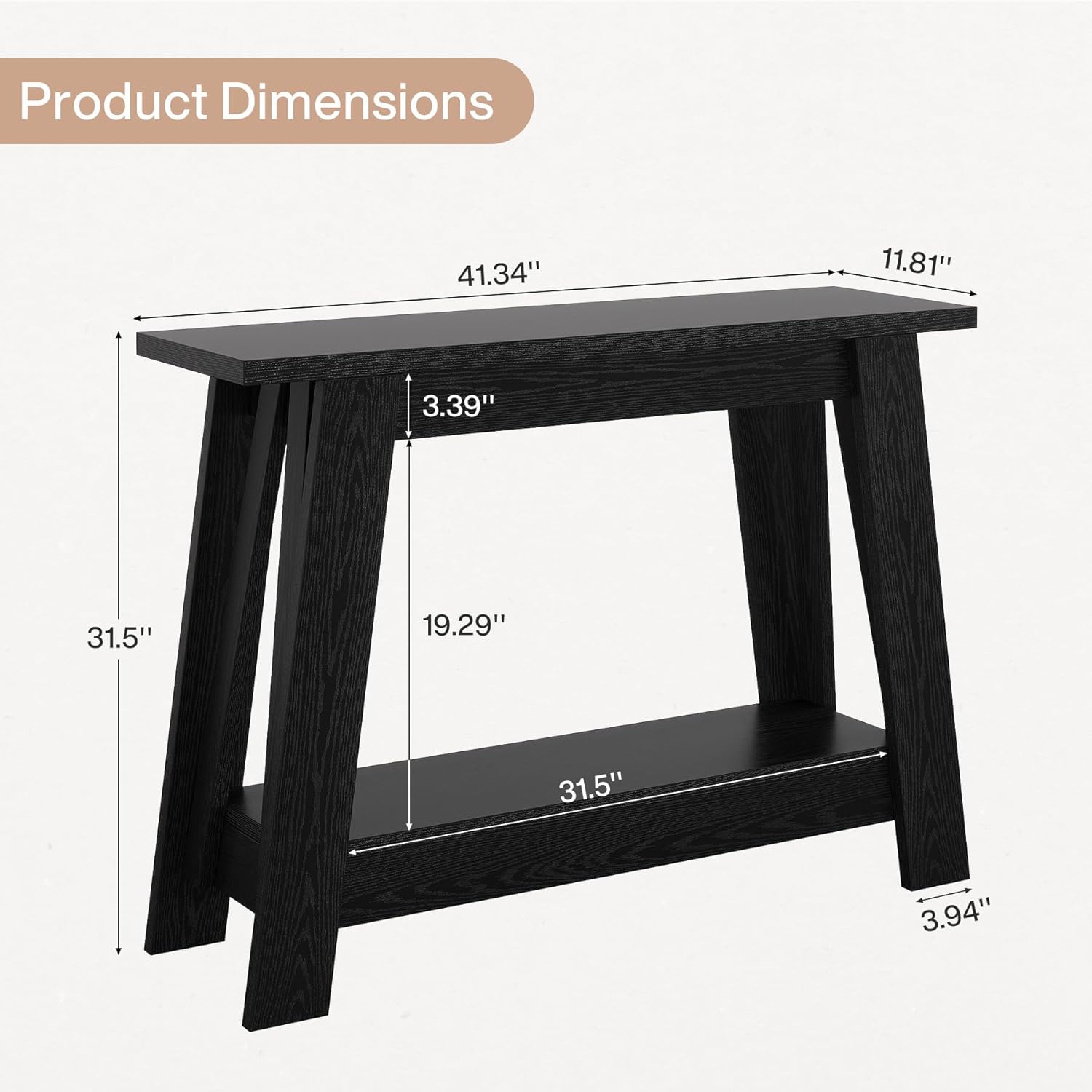 Tribesigns 41.3' Farmhouse Console Table, 2-Tier Wooden Entryway Table with Storage, Rustic Narrow Behind Couch for Living Room, Hallway, Foyer,Natural