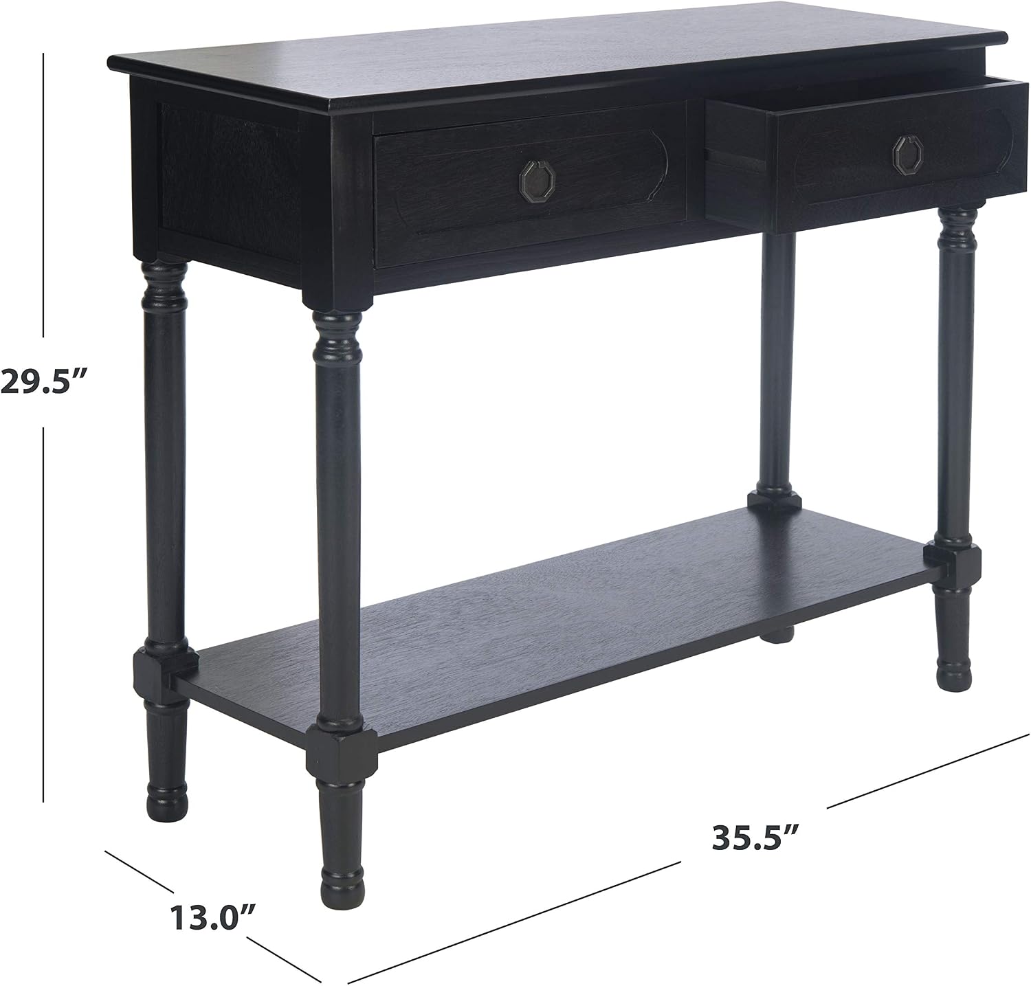 Safavieh Home Collection Allura Black 2-Drawer Bottom Shelf Console Table