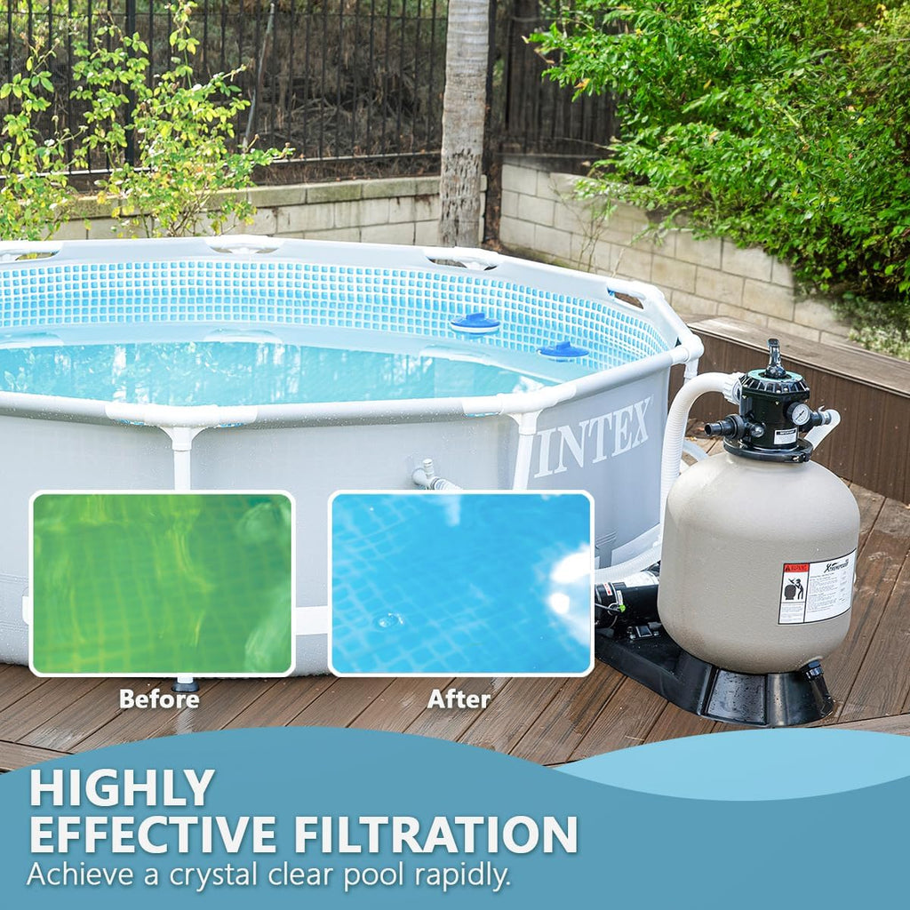 XtremepowerUS 19' Sand Filter with 1.5HP Pool Pump High Flow 4,500GPH for Above Ground & Inground Swimming Pool Media System up to 18,000 Gallons Pool High Flow