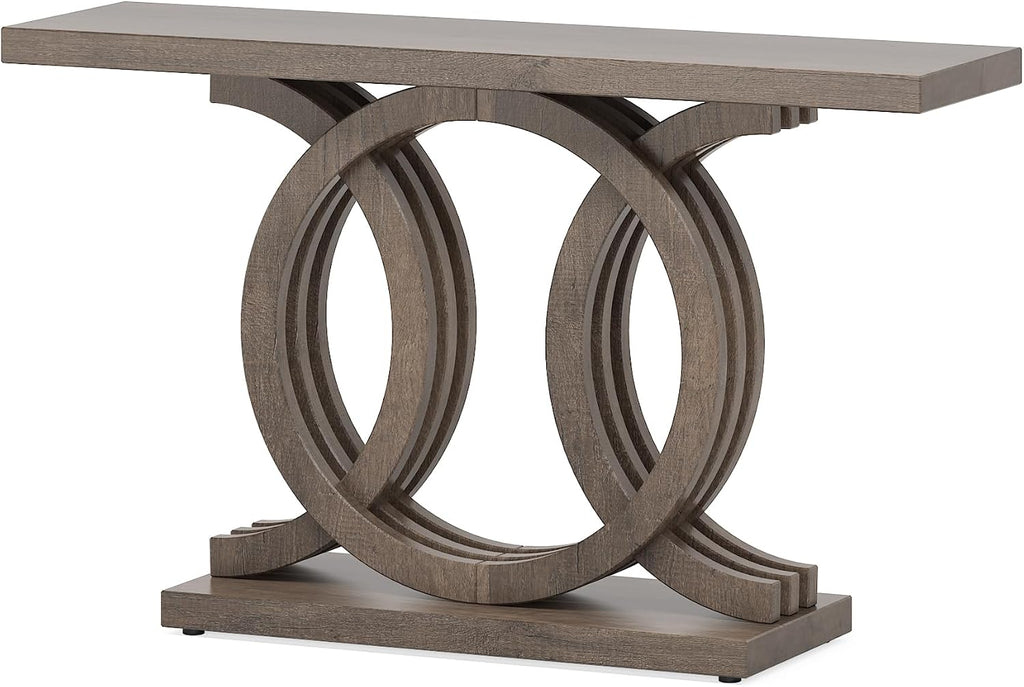 Tribesigns 55 inches Console Table with Unique Base, Vintage Wooden Entryway Sofa Table, Unique Long Accent Hallway Table for Decoration and Organization (Brown)