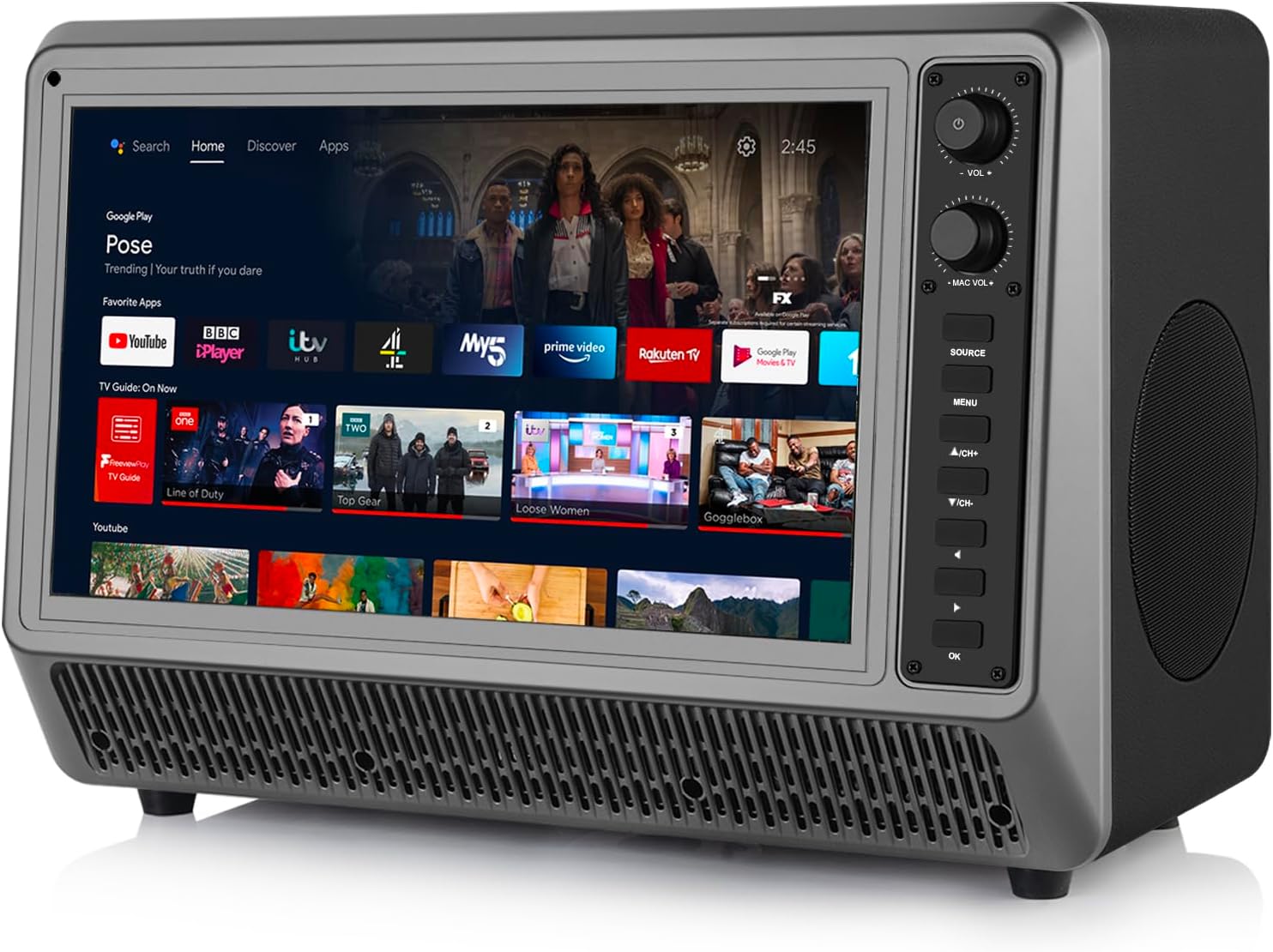 Feihe 15.6' Small Smart TV Built-in Bluetooth Speaker System, 200W Peak Power, 1080P FHD Smart Television with Wi-Fi/HDMI/USB/AUX for Home Entertainment & Camping