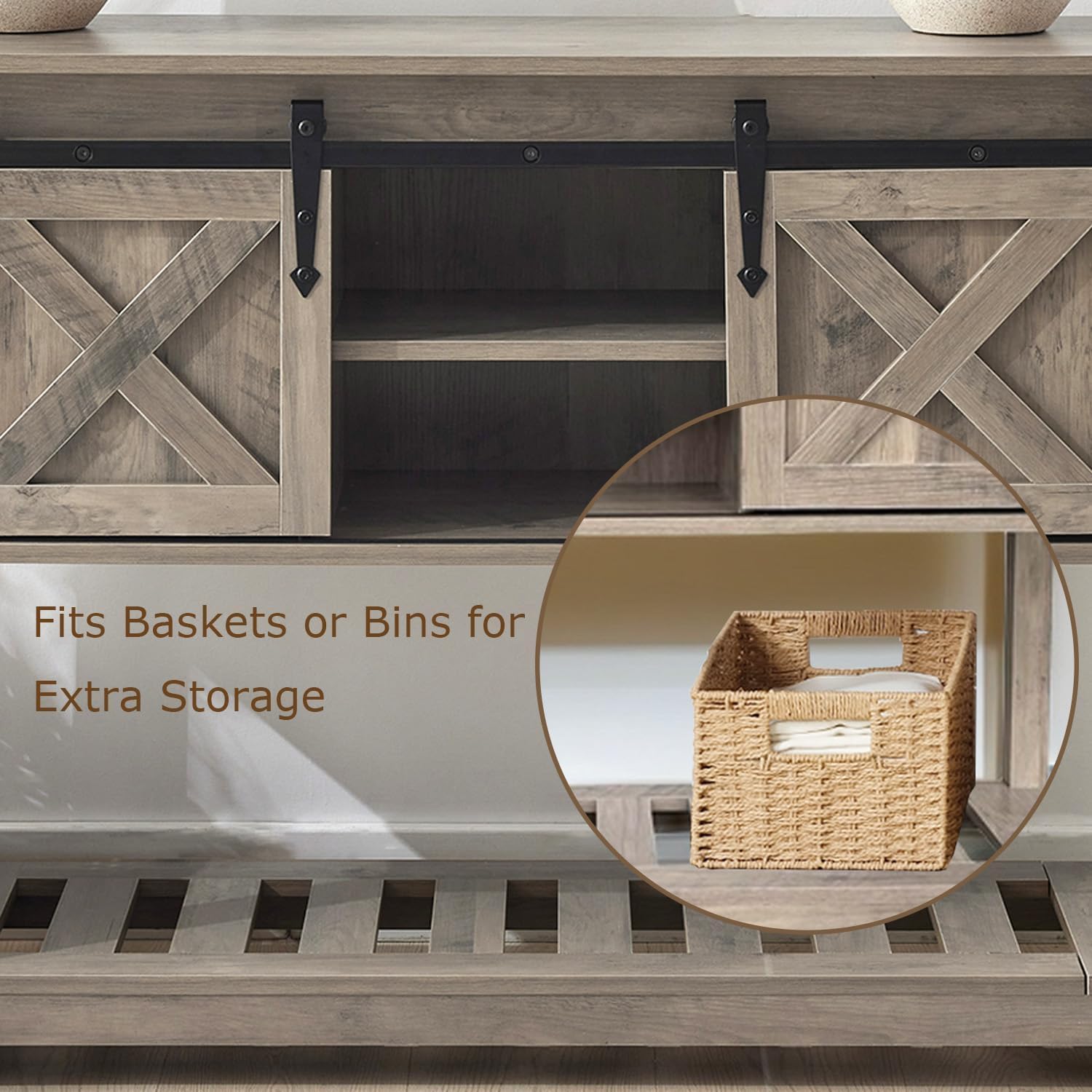 Farmhouse Entryway Table Set of 3, Console Table with Storage and 2 End Tables, Rustic Sofa Table Set for Living Room, Hallway, Bedroom, Grey
