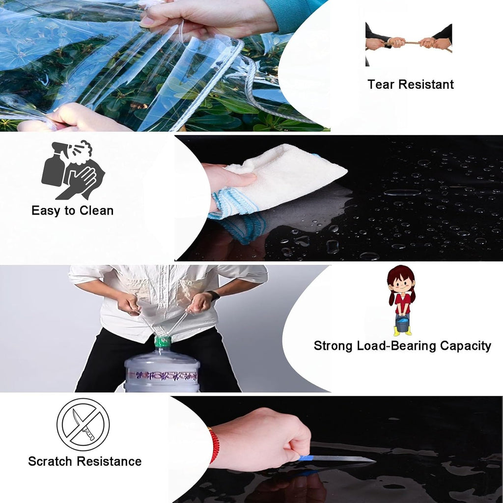 6x8 8x10 10x20' Clear Tarps Waterproof for Outdoor UV Resistant Porch Tarpaulin Cover Garden Heavy Duty Clear Vinyl Tarp 15.4Mil Thick with Grommets and Reinforced Edges(19x29 FT)