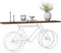 LITTLE TREE Narrow Sofa Table, 70.9-Inch Extra Long Console Table for Living Room, Entryway, with Unique Bicycle Metal Base. White and Brown