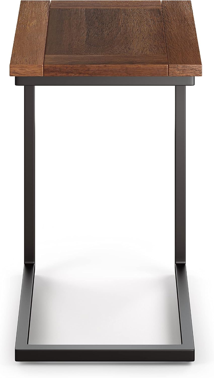 SIMPLIHOME Skyler C-Side Table - 16 inch Wide Solid Mango Wood and Metal Slide-Under Table in Dark Cognac Brown, Industrial Accent Table or End Table for Living Room with Open Frame Design, Assembled