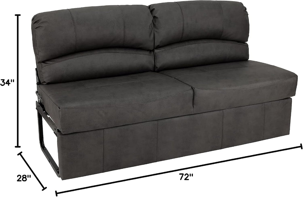 RecPro Charles RV Jackknife Sofa | Love Seat | Sleeper Sofa | Length Options 62', 68', 72' (72 Inch, Gunmetal)