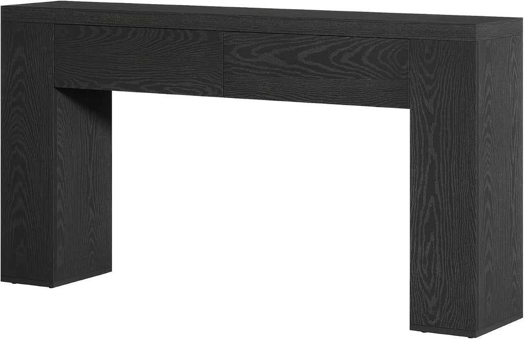 Tribesigns 63-Inch Wooden Foyer Table with with 2 Hidden Drawers, Farmhouse Console Table for Living Room, Hallway, Entrance, Easy Assembly (Black)