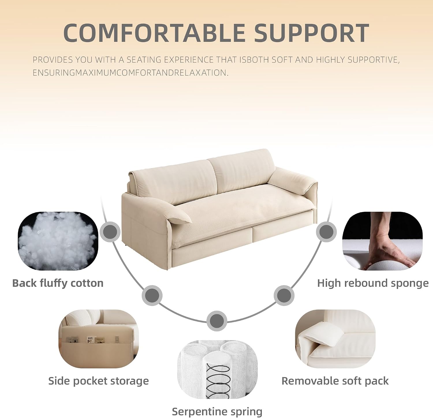 Casaphoria 66 Inch Pull Out Sleeper Sofa Beds, 3 in 1 Velvet Convertible Sofa Bed Couch, Loveseat Sofa Couch Bed with Side Pockets for Apartment, Bedroom, Living Room, Queen Size Beige