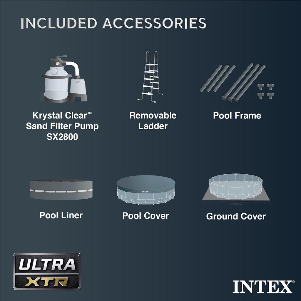 INTEX 26345VM Ultra XTR 26ft x 52in Above Ground Swimming Pool Set with Sand Filter Pump and OptiFlow 50lb Premium Filter Sand (2-Pack)