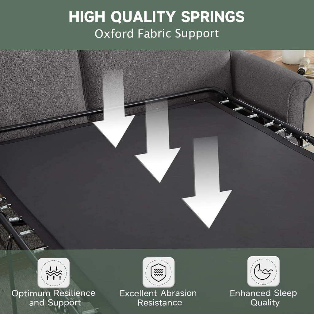ONBRILL Pull Out Sofa Bed, 2-in-1 Full Size Convertible Sleeper Sofa Couch with Pull Out Bed, USB Charging Port, Hide a Mattress with Menmory Foam, Loveseat Couch for Living Room, Dark Grey