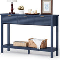 LEYAOYAO Fluted 47.2' Console Table with 3 Drawers, Modern Wood 2 Tier Entryway Table with Open Storage Shelf, Sofa Entry Tables Behind Couch for Living Room, Hallway, Entrance Foyer, Dark Navy Blue
