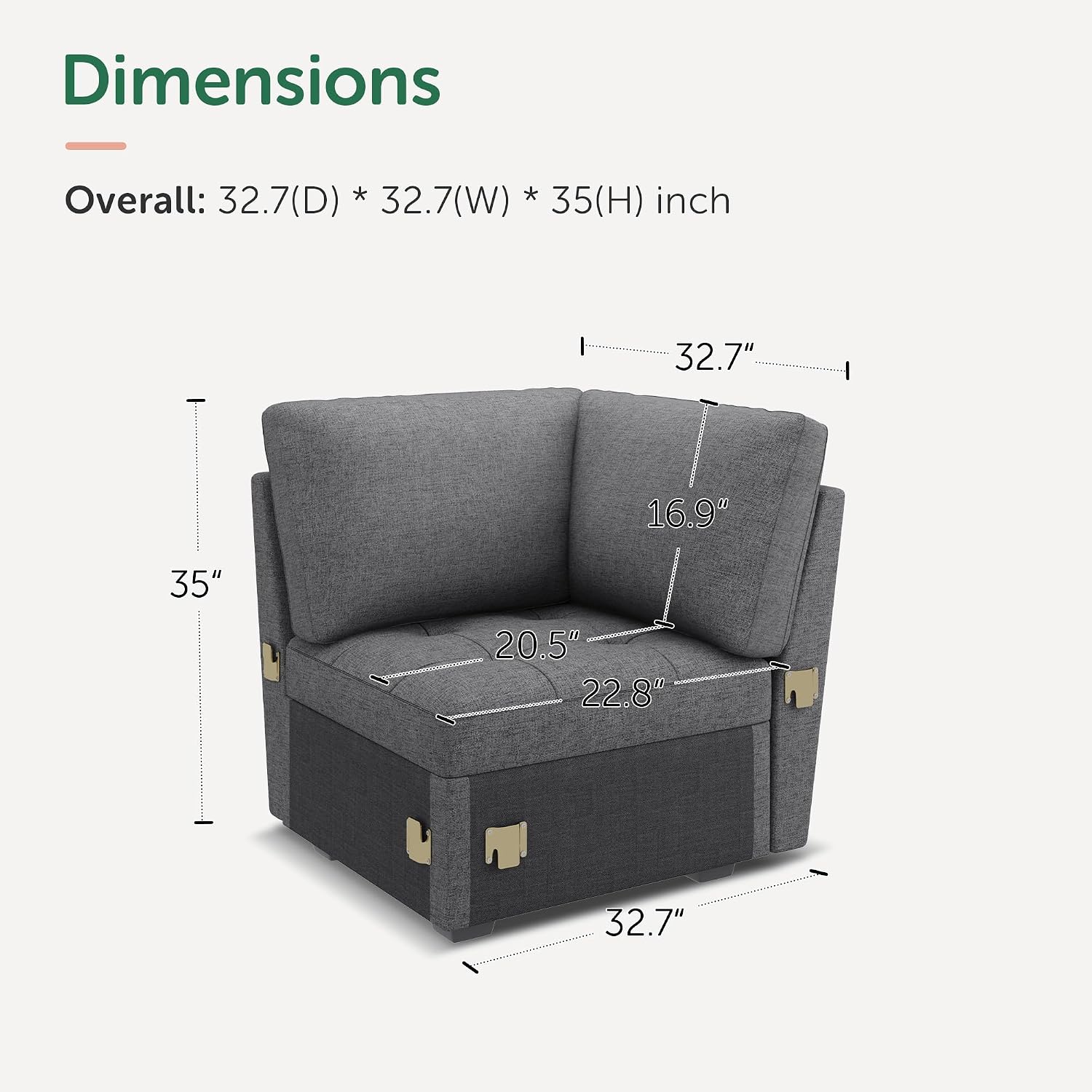 HONBAY Modular Sectional Sleeper Sofa with Pull Out Bed, Corner Seat for Sectional Couch, Grey