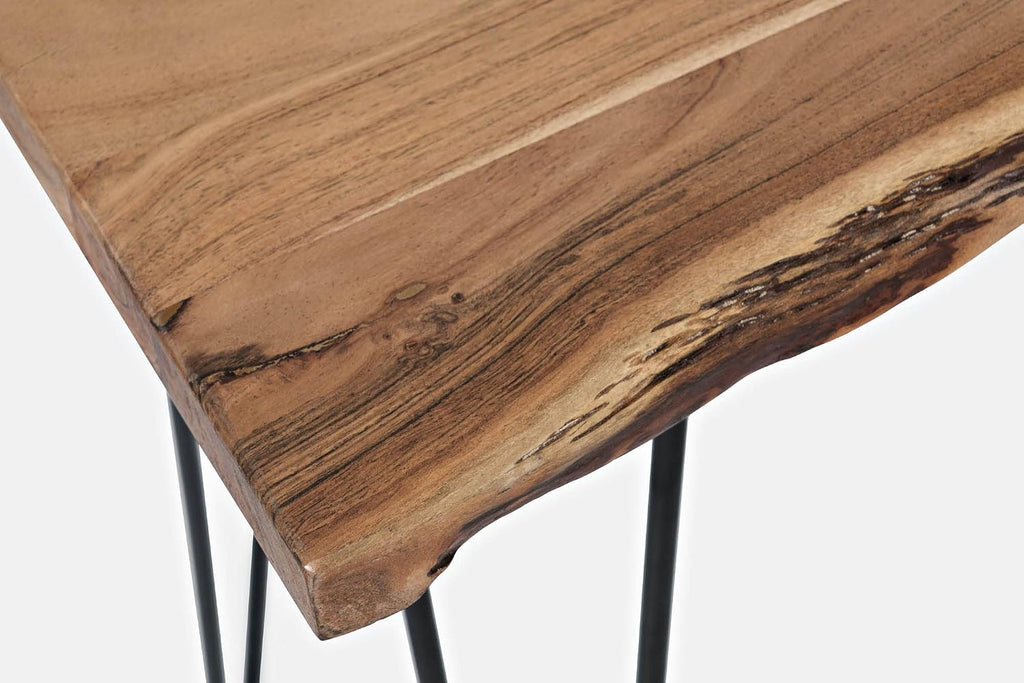 Jofran Solid Acacia Wood Sofa Table 50 Inch with Iron Legs, Contemporary Console Table for Living Room Entryway, Narrow Accent Table, Natural