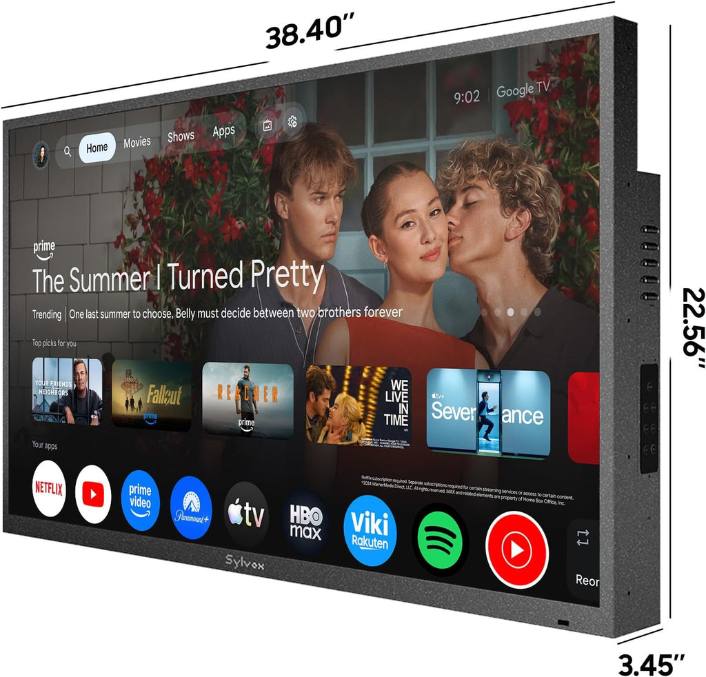 SYLVOX Outdoor TV, Smart QLED TV 43 inch, Weatherproof Outdoor TVs Support Google Assistant, 4K UHD, Wide Viewing Angle, IP56 Waterproof, 1000 Nits Partial Sun QLED Television(2026 Model)