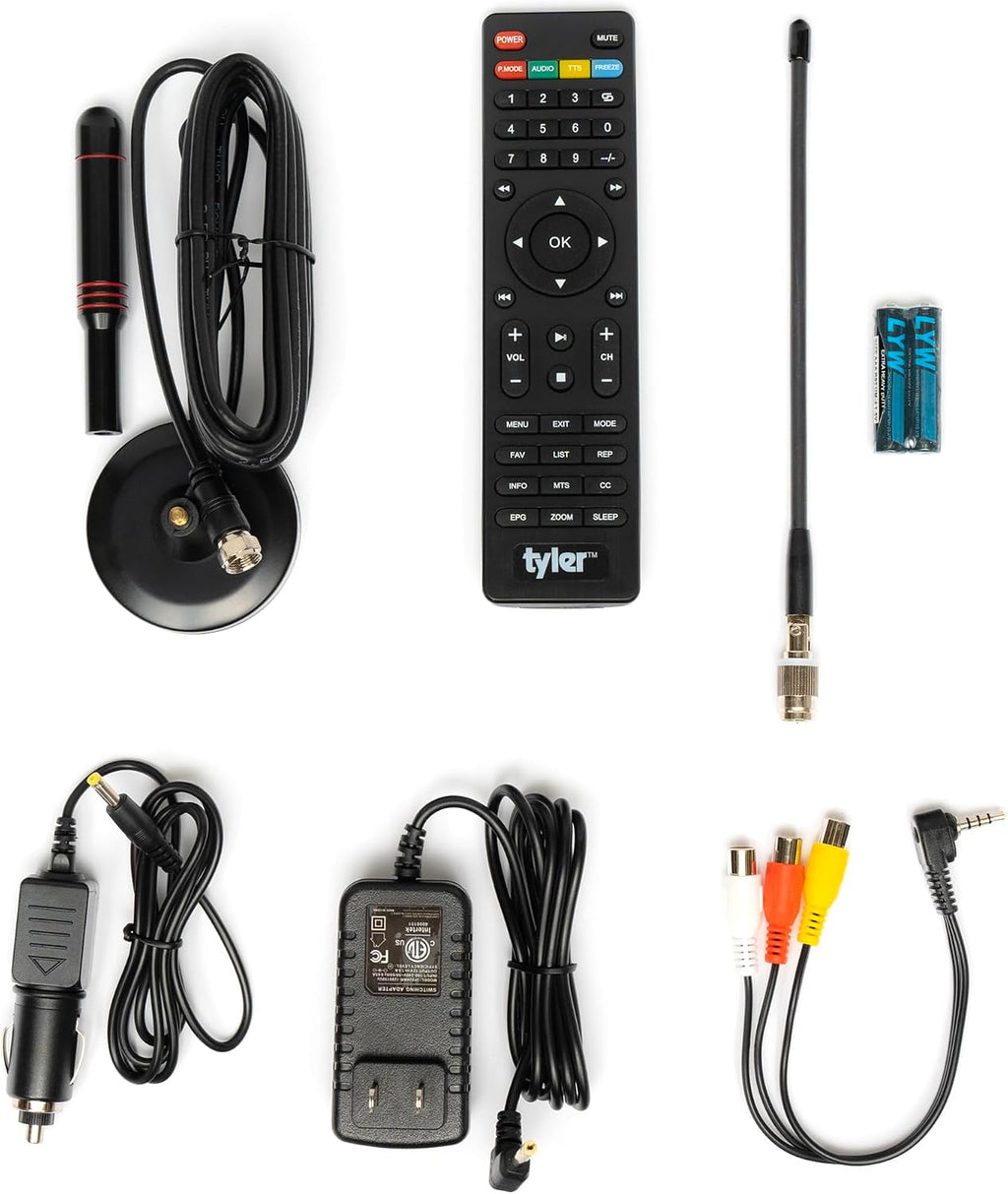 Tyler 13.3' Portable TV LCD Monitor 1080P Rechargeable Lithium Battery Operated, 3 Antenna, HDMI, SD, USB, RCA, FM Radio, Digital Tuner, AV Inputs, AC/DC, TV Stand & Remote Control For Kids Car Travel