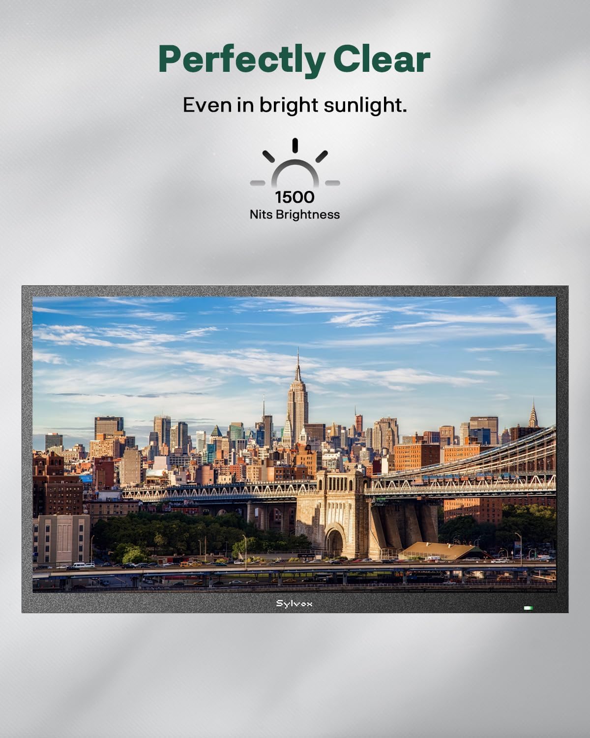 SYLVOX 32-Inch Outdoor TV, Full Sun Outside TV, 1500 Nits Brightness, IP55 Waterproof, 1080P FHD, Google Smart TV OS, Voice Control Remote, WiFi 5G, for Patio, Deck, Terrace, Backyard (Pool SE, 2025)