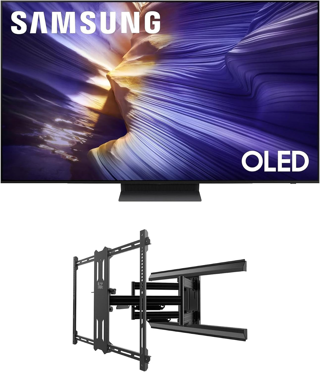 Samsung QN65S90FAFXZA 65 Inch 4K OLED Smart TV with a Kanto PMX700 Pro Series Full Motion Dual Stud Mount (2025)