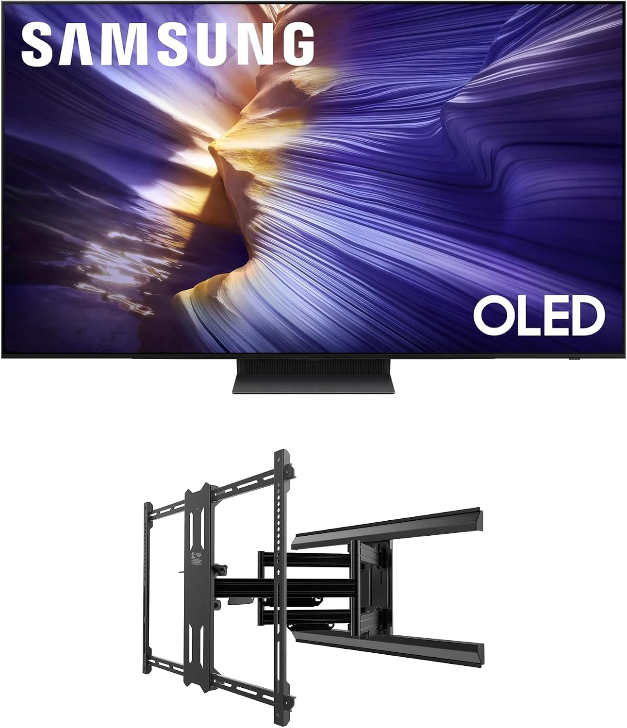 Samsung QN83S90FAEXZA 83 Inch 4K OLED Smart TV with a Kanto PMX700 Pro Series Full Motion Dual Stud Mount (2025)