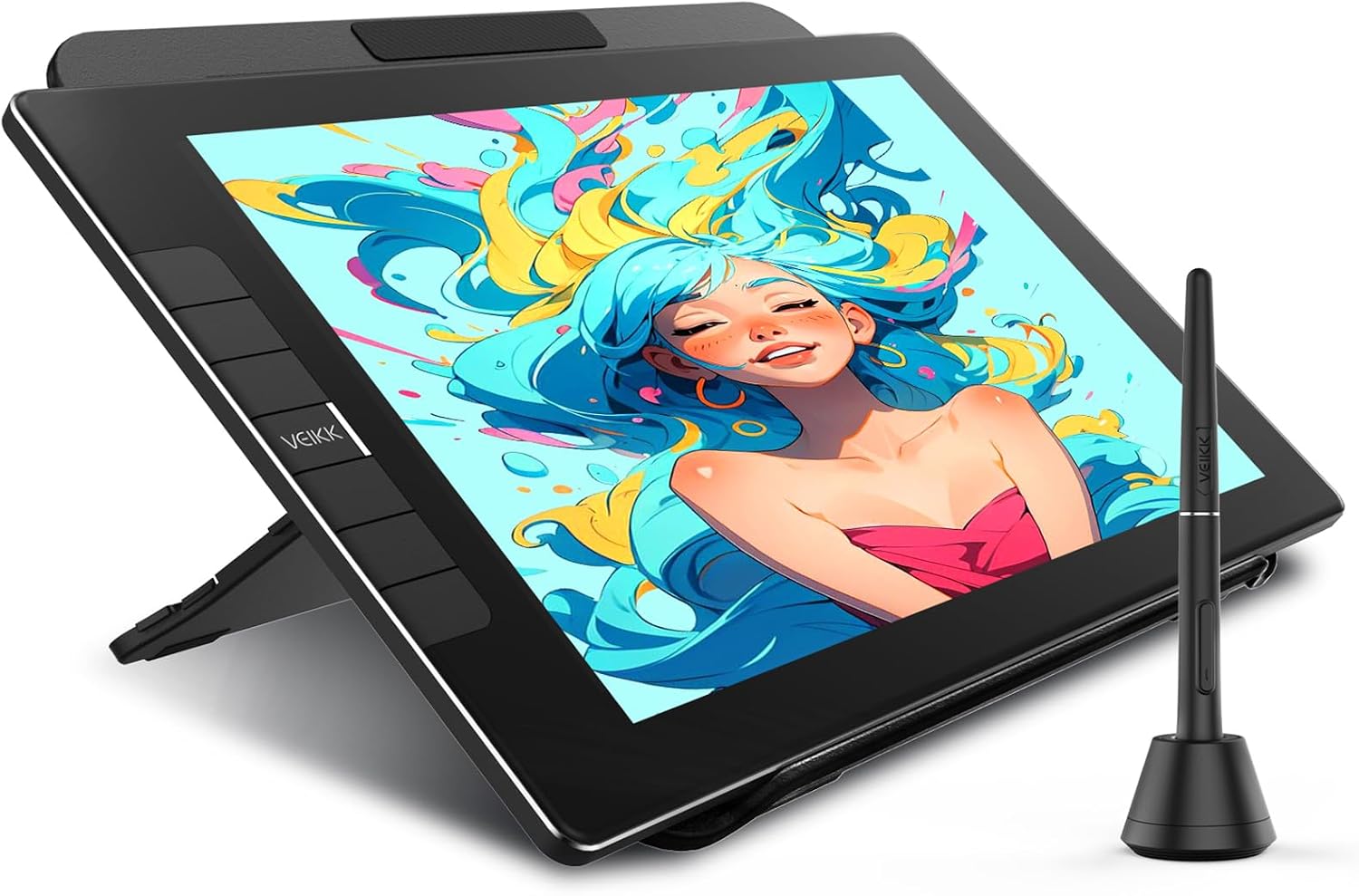 Drawing Tablet with Screen VK1200V3 11.6 inch,Graphics Tablet with Full-Laminated Screen Upgraded 16384 Pressure Sensitivity 2 Styluses,Adjustable Stand,6 Customizable Shortcut Keys