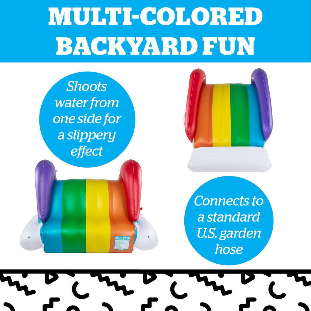 BigMouth Inc. Rainbow Inflatable Pool Slide, Blow Up Water Slide for Kids, Fun Swimming Pool Toy, Holds 200 Pounds