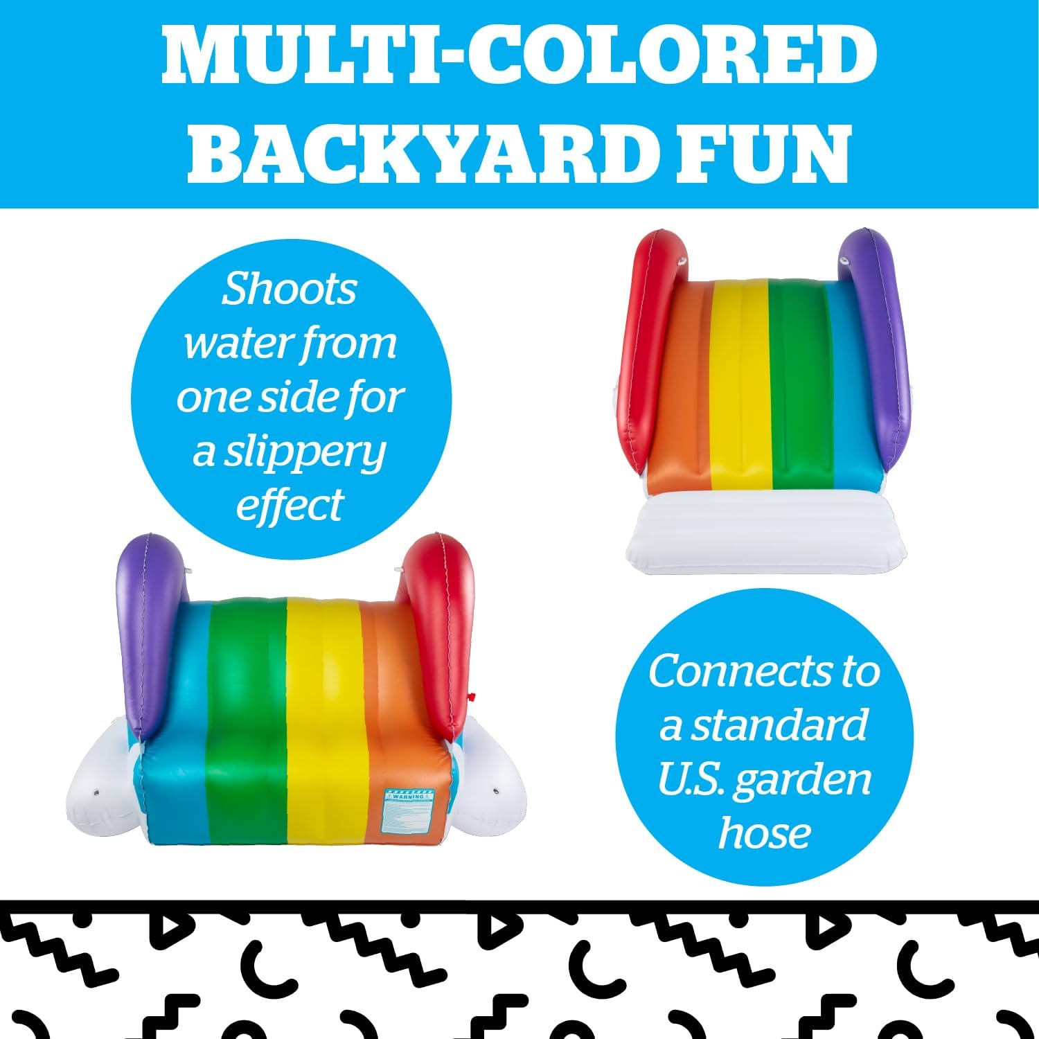 BigMouth Inc. Rainbow Inflatable Pool Slide, Blow Up Water Slide for Kids, Fun Swimming Pool Toy, Holds 200 Pounds