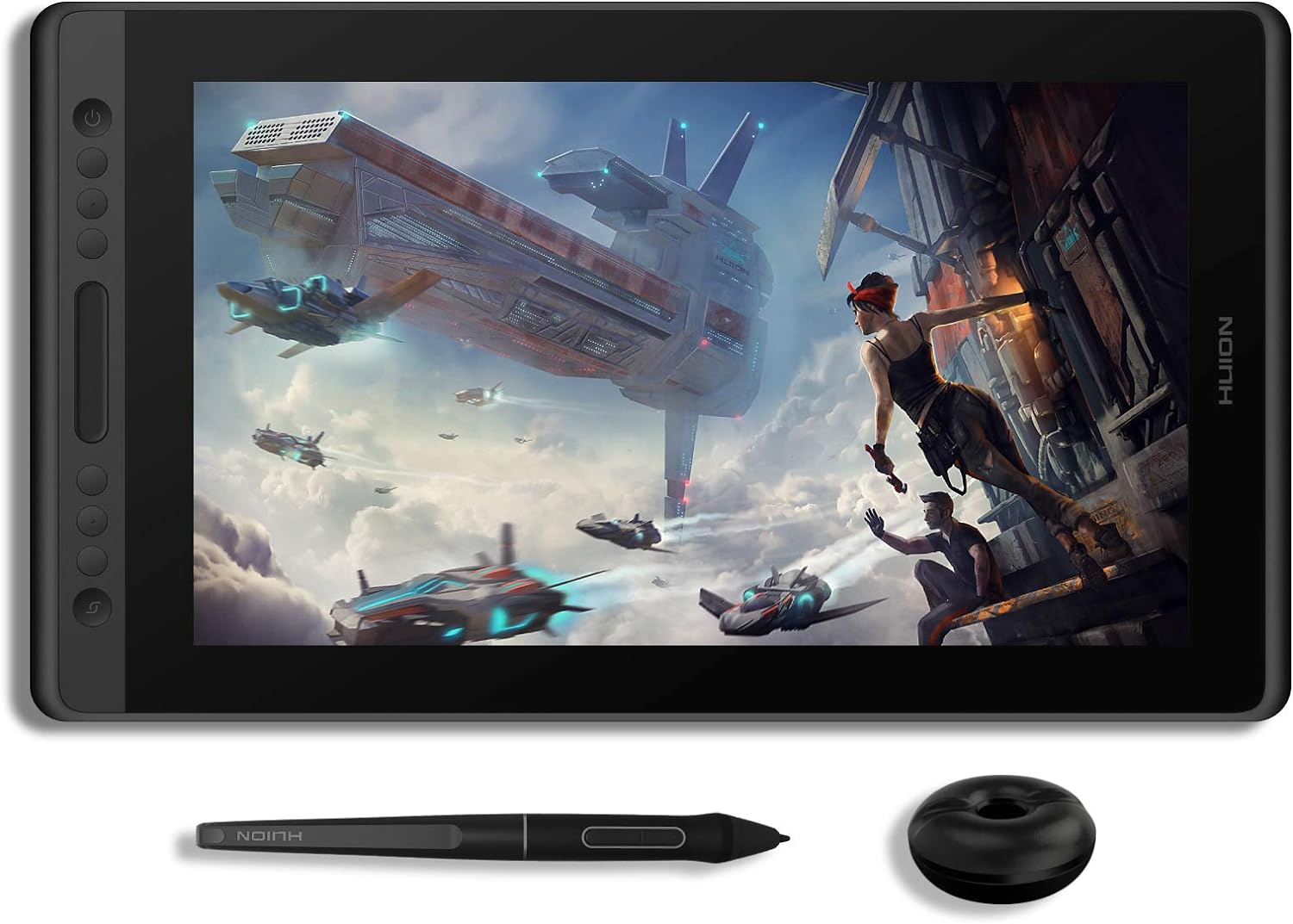 HUION KAMVAS Pro 16 Graphics Drawing Tablet with Screen Full-Laminated Graphics Monitor with Battery-Free Stylus Tilt 8192 Pen Pressure 6 Hot Keys Touch Bar - 15.6inch Graphic Tablet for PC/MAC/Linux
