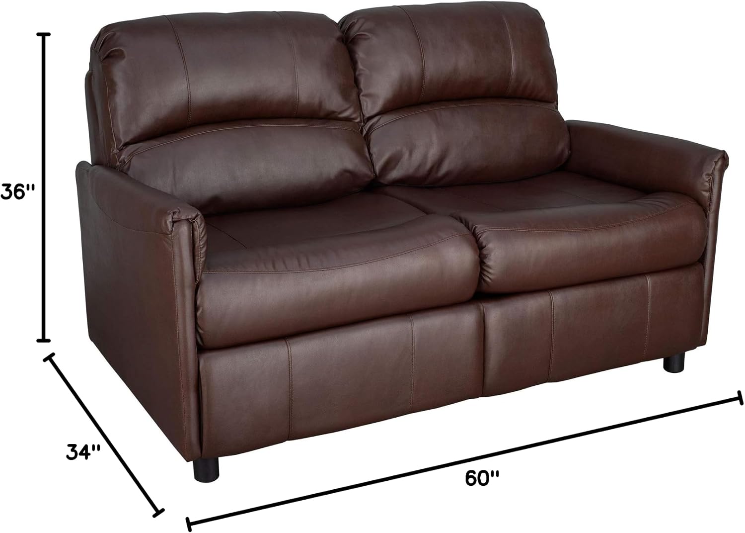 RecPro Charles Collection 60' RV Hide A Bed Loveseat | Memory Foam Mattress | Pull Out Couch | Mahogany