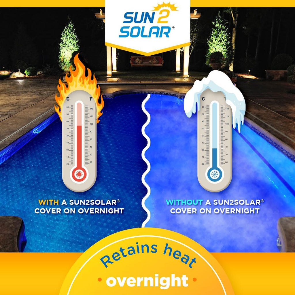 Sun2Solar Blue 33 ft Round Solar Cover | 8 Mil | Heat Retaining Blanket for Above Ground & Inground Swimming Pools | Sun's Energy Heats Pool | Bubble Heating Blankets | 800 Series