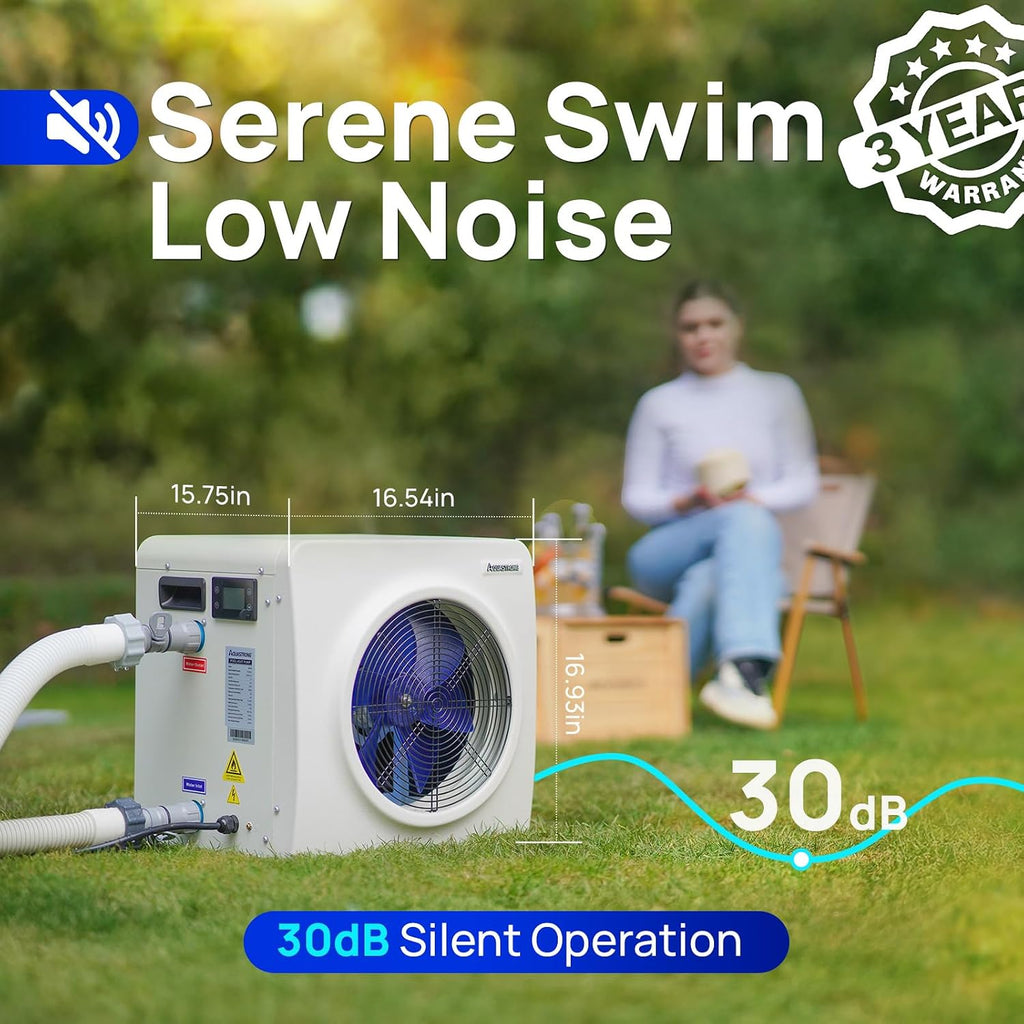 AQUASTRONG Swimming Pool Heat Pump,Electric Pool Heater for Above Ground and Inground Pool,Heating and Cooling Pool Heater Pools Up to, 5000 Gallons