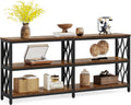 LITTLE TREE Console Table with Storage Shelves, 70.9' Industrial 3-Tier Sofa Table for Living Room, Long Foyer Table Entryway Table for Hallway, Front Door, Entrance, Rustic Brown & Black