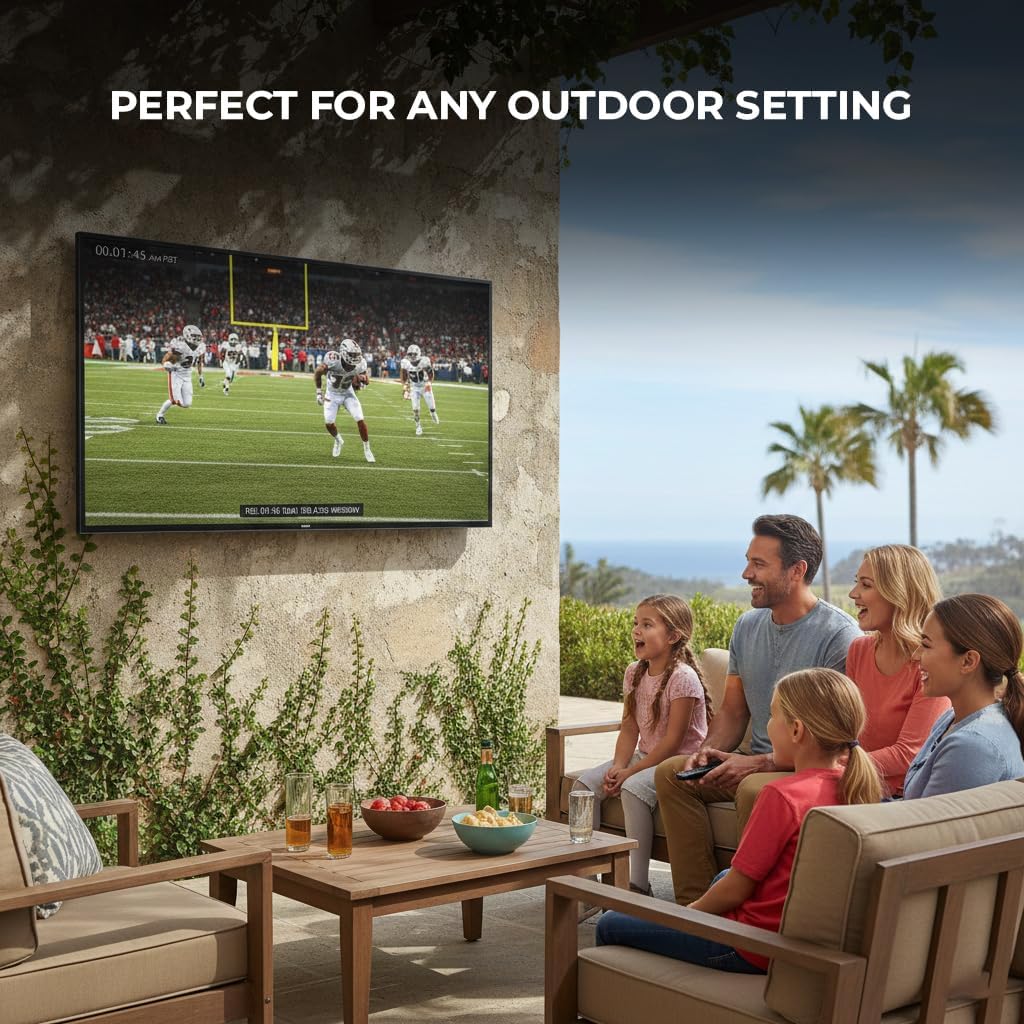 Titan S200 QLED 43 Inch Outdoor TV, Partial Sun, IP65 Smart Weatherproof TV, 4K HDR, 60 Hz, Tizen AI OS, 1000 Nits, Wi-Fi 5, HDR10+, Outdoor TV Cover, Slim Bezel, 2 Yr Wty