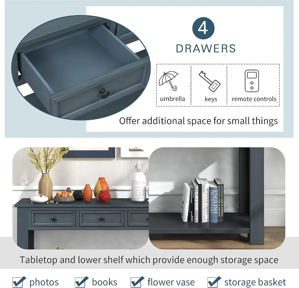 Console Table Sideboard with Storage and Bottom Shelf for Living Room, Kitchen, Entryway/Hallway
