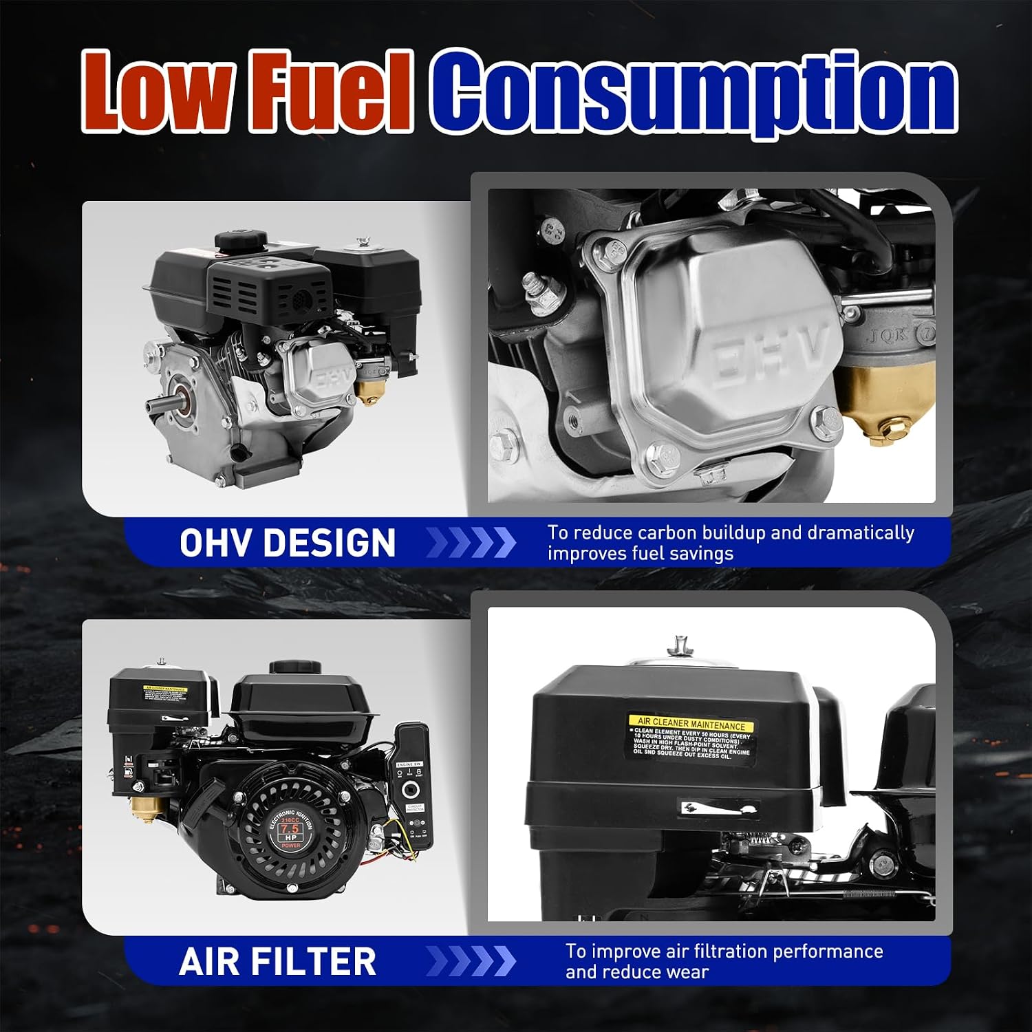 212CC 4 Stroke start Engine Motor 7.5HP Go Kart Log Splitter Gas Engine Motor OHV