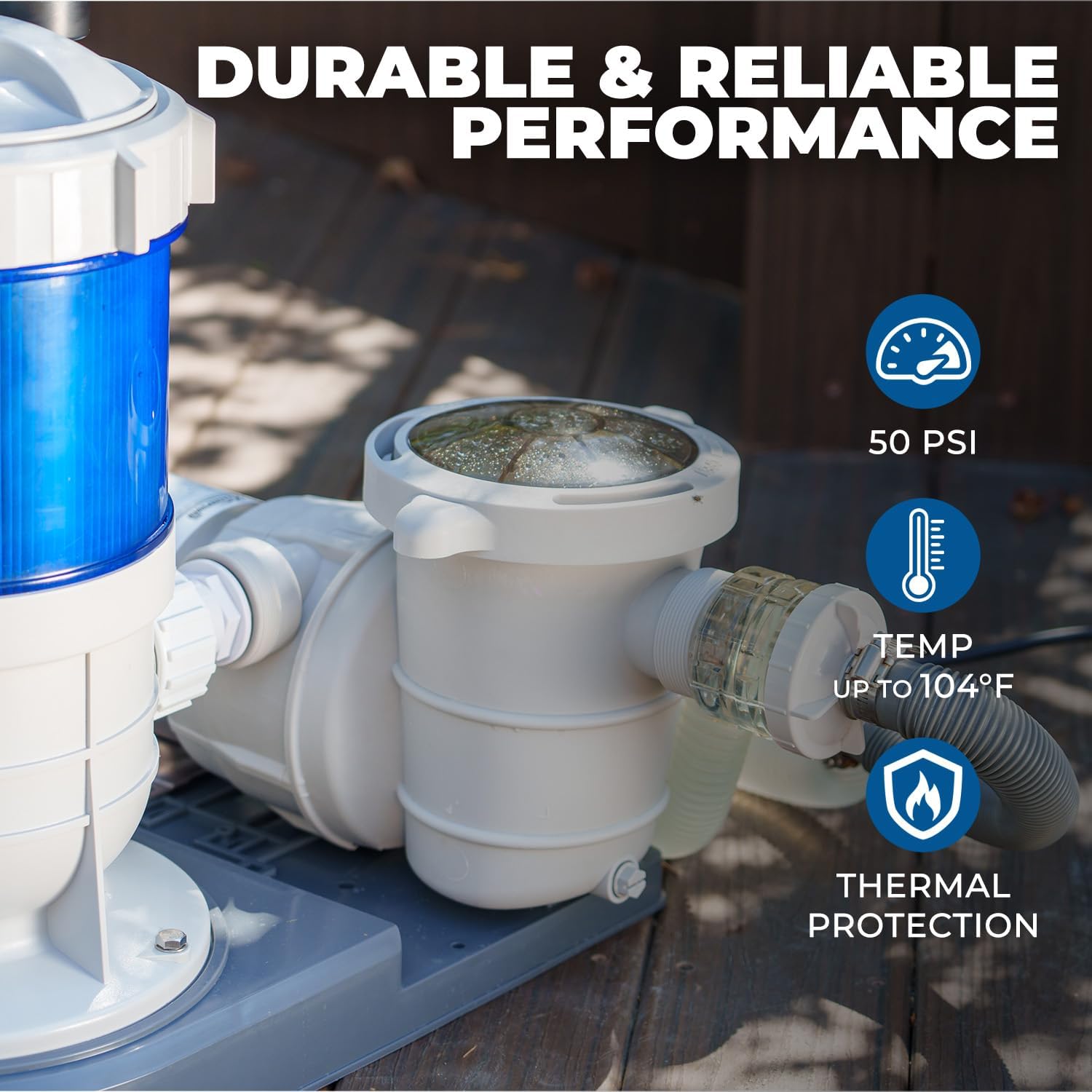 XtremepowerUS 1,800 GPH Pool Cartridge Filter System w/Pool Pump for Above Ground Swimming Pool Up To 18,000 Gallons, 1.5' Ports Includes Hoses and Adaptors