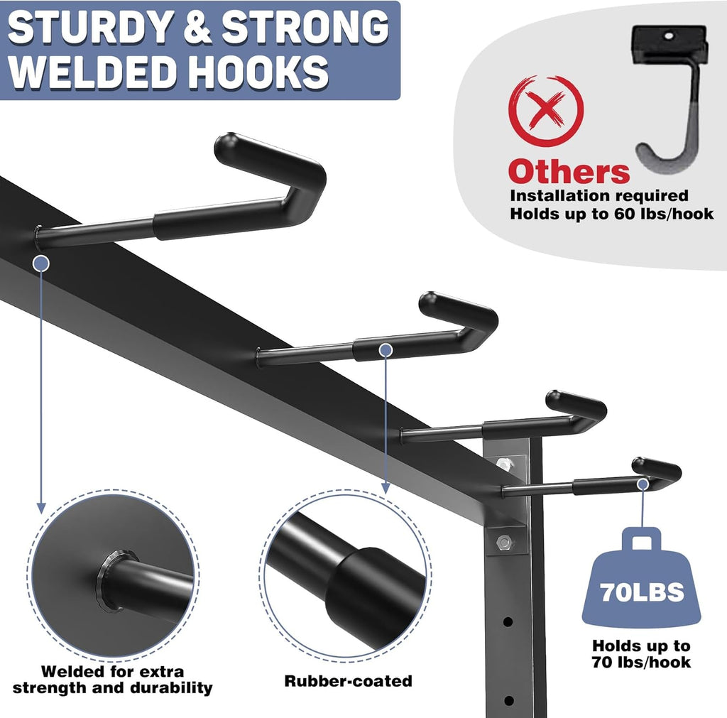 WALMANN Freestanding Bike Stand for Garage, 5 Bikes Vertical Bike Storage Stand Heavy Duty Bike Floor Stand, Holds Up to 70 lbs/Hook