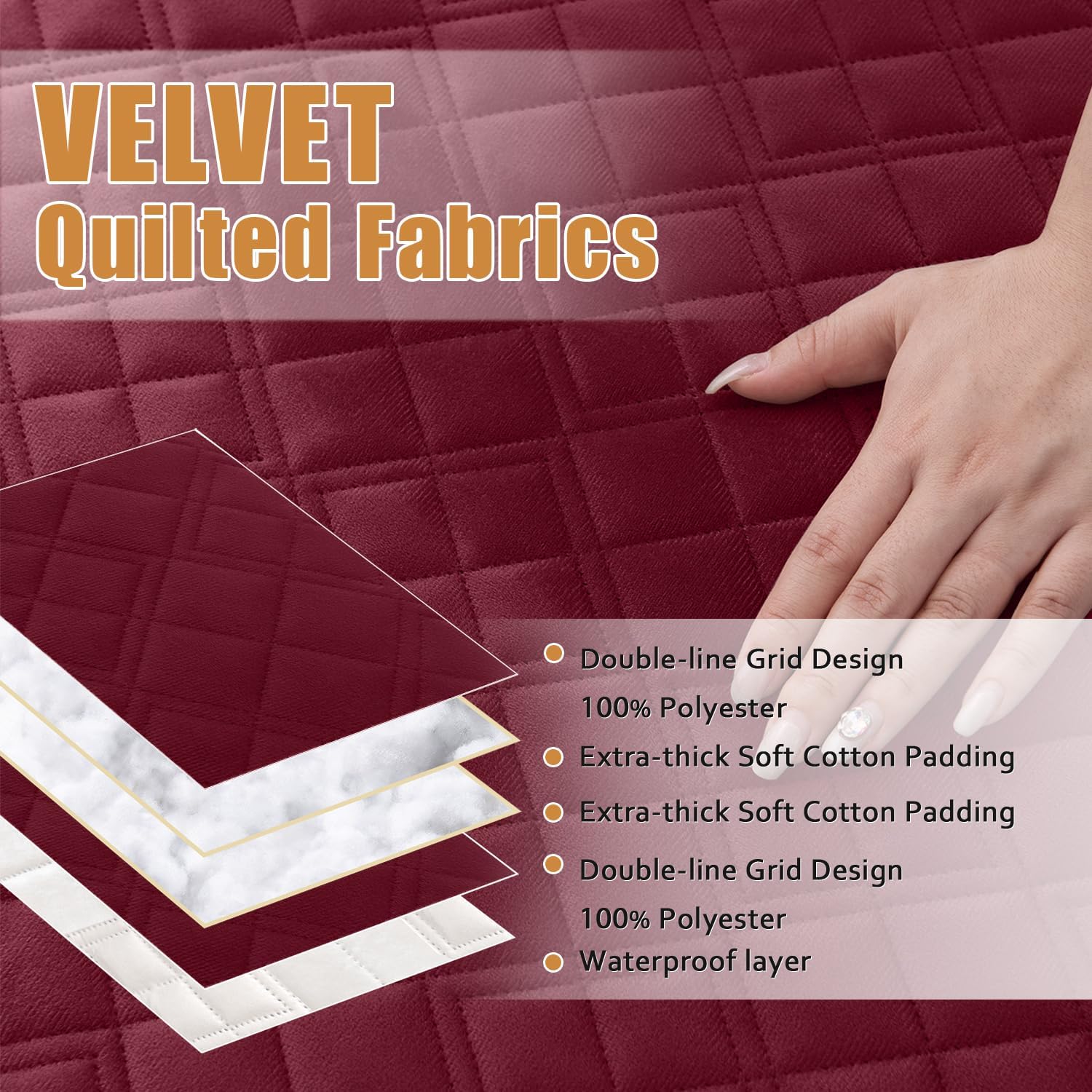 Arfntevss Waterproof Sectional Couch Covers L Shape Washable Velvet Sofa Cover for Sectional Non Slip Large Corner Slipcovers Dog 6 Pcs Universal U Shaped Furniture Protector (Burgundy, X-Large)