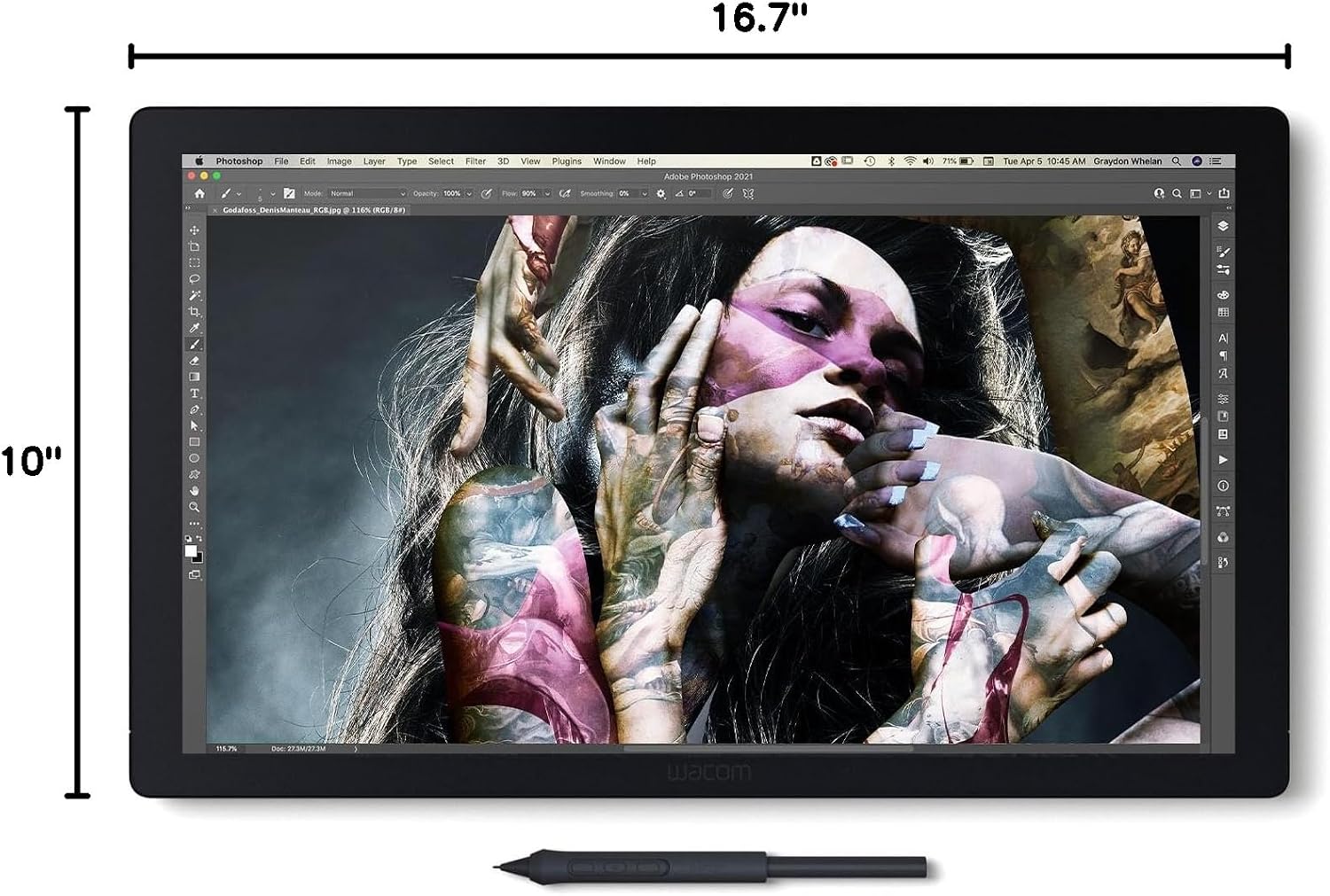 Wacom Cintiq Pro 17 Drawing Tablet with Screen, 17.3' Ultra HD 4K. 10-bit 120Hz Touchscreen Display Graphic Arts Tablet with Pro Pen 3, for Windows PC, Mac, Linux