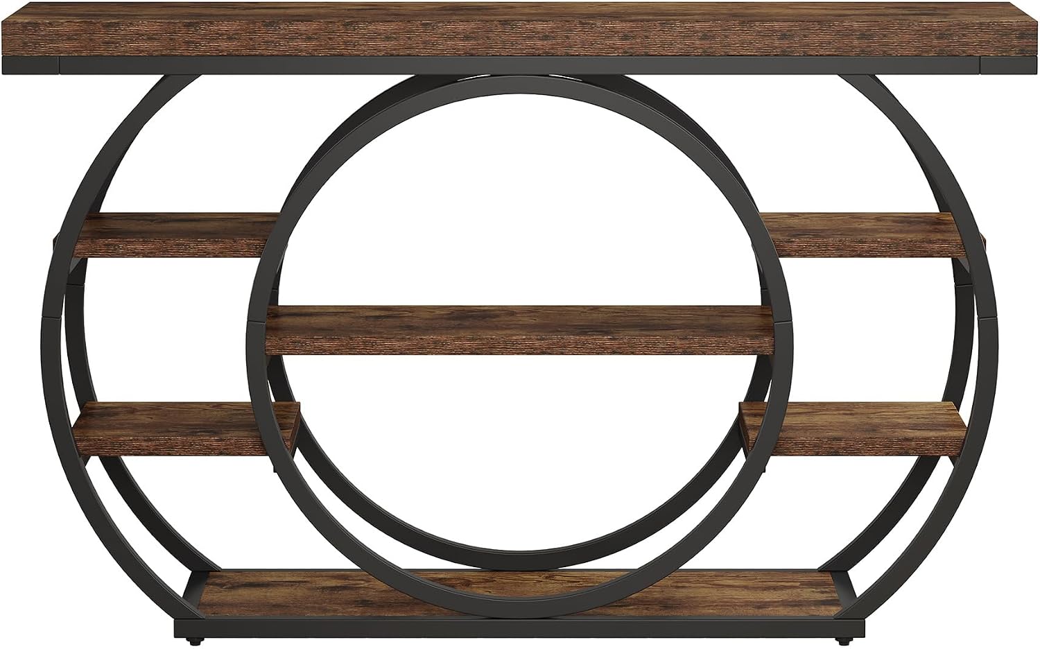 Tribesigns 47' Console Table for Living Room, 5-Tier Industrial Entryway Table with Metal Frame, Narrow Sofa Table Behind Couch Accent Tables for Entryway, Hallway, Foyer, Rustic Brown