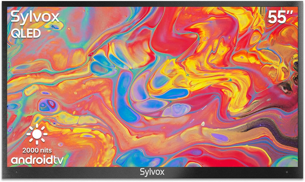 SYLVOX 55 Inch Outdoor Smart TV QLED 4K UHD Waterproof TV, 2000NIT High Brightness Built-in Google Assistant Anti-Glare, Suitable for Outdoor Shaded to Bright Light Areas (PoolproQLED Series)