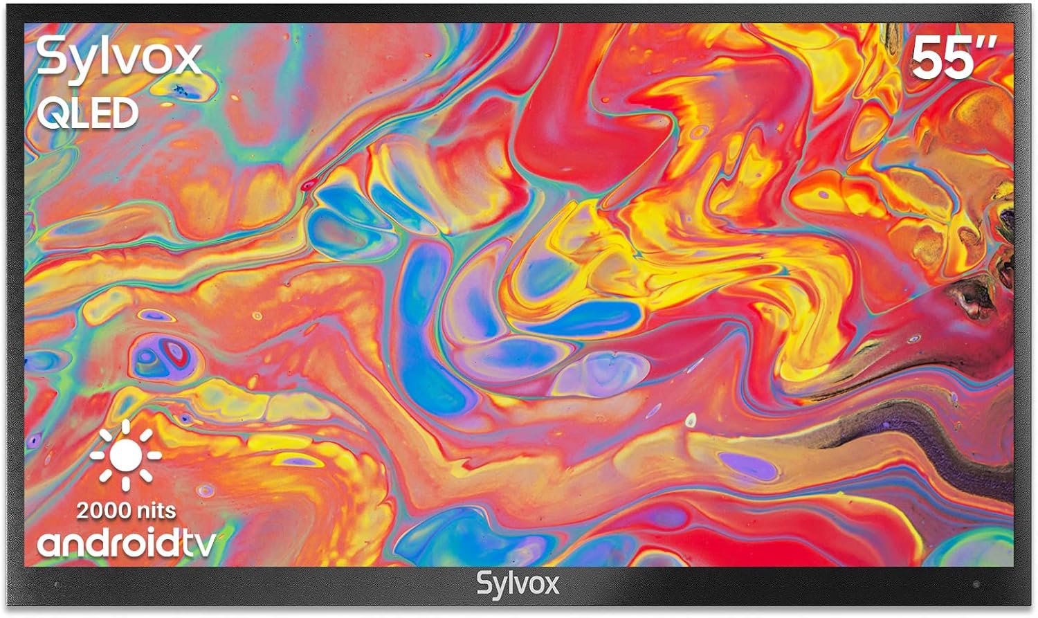 SYLVOX 55 Inch Outdoor Smart TV QLED 4K UHD Waterproof TV, 2000NIT High Brightness Built-in Google Assistant Anti-Glare, Suitable for Outdoor Shaded to Bright Light Areas (PoolproQLED Series)