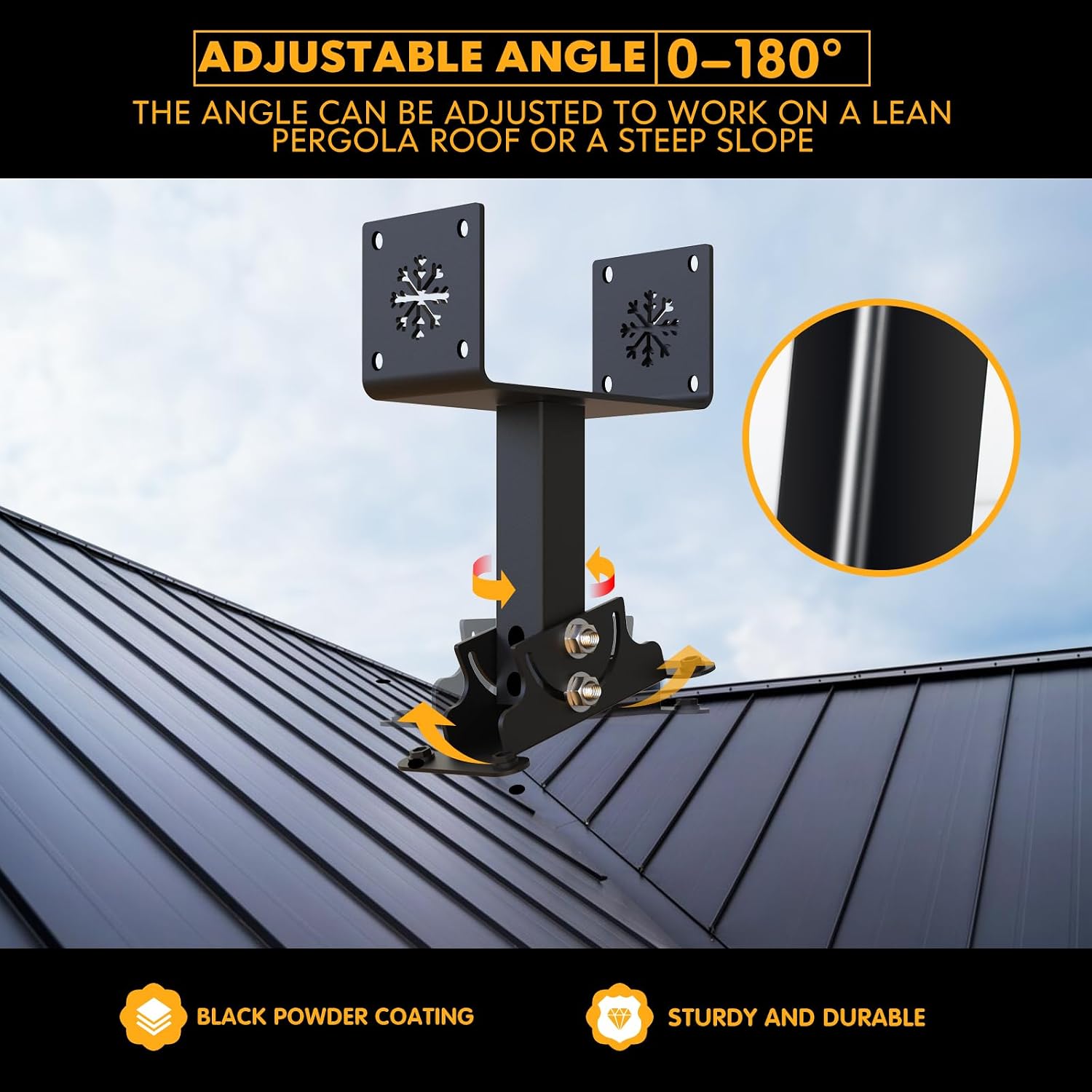 3Pack Heavy Duty Adjustable 5.55' Pergola Roof Riser Beam Brackets Hardware Kit for Patio Cover, Fit 6x6 & 6x8 Wood Beam