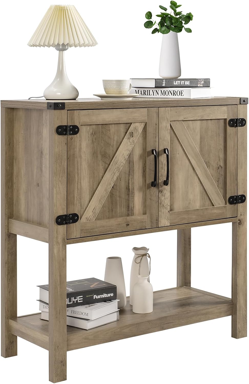 Mufico Sofa Table Console Table,Coffee Bar Cabinet,31.5 L x 13.8 D x 34.65 H Entryway Table with 2 Storage Cabinets,Farmhouse Foyer Table,Buffet Sideboard for Kitchen,Hallway (Rustic Brown)