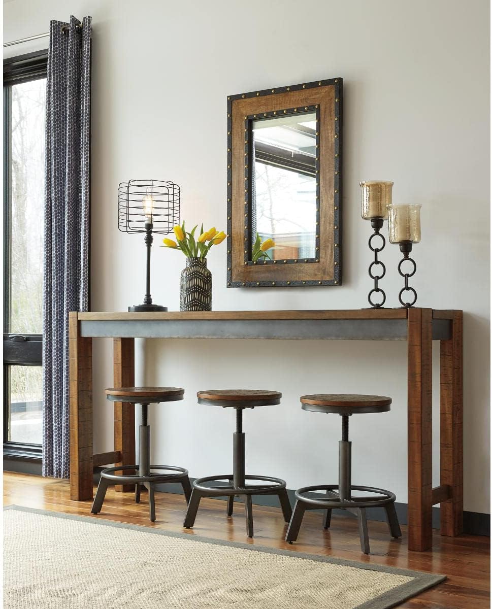 Signature Design by Ashley Furniture Torjin Long Counter Height Table, Seats up to 3, Wood, 72.13' W x 16' D x 36' H, 2-tone Brown