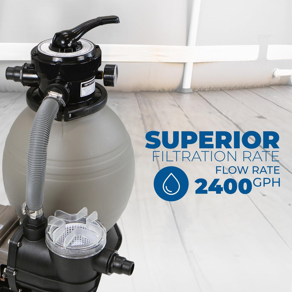 XtremepowerUS 13' Sand Filter Pump for Above Ground Swimming Pool Sand Filters Pool w/ 3/4HP 2640GPH Digital/Timer Function, Up to 10,000 Gallons