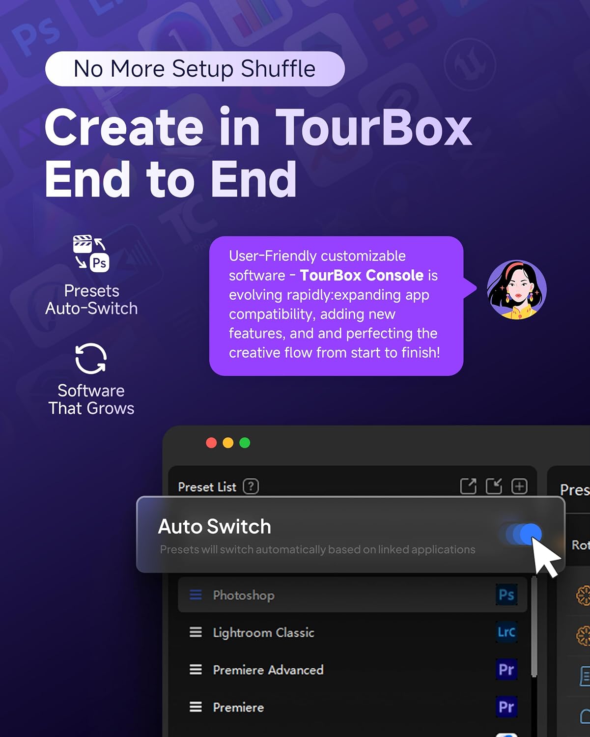 TourBox Lite Bluetooth - Compact Editing Keyboard, Artists Drawing Tablet Keypad, Works with Clip Studio Paint & More, Creative Console with Custom Software, Cable, Travel Bag - Wireless Kit