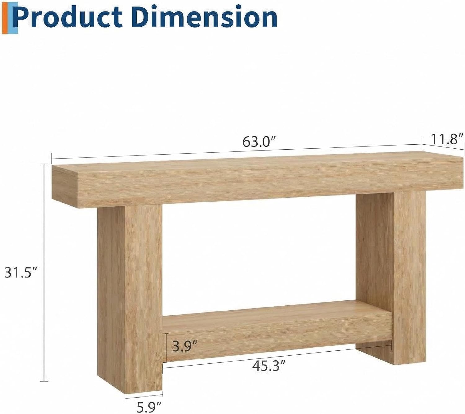 63-Inch Long Console Table, Farmhouse Sofa Table Behind Couch, Wooden Console Tables with Storage, Entryway Entry Tables for Hallway Entrance Living Room